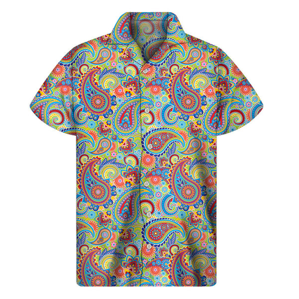 Island Style: Men's Asian Paisley Hawaiian Short Sleeve Shirt