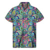 Vibrant Hawaiian Paradise: Men's Colorful Paisley Pattern Short Sleeve Shirt