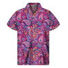 Purple and Pink Paisley Paradise: Men's Hawaiian Short Sleeve Shirt