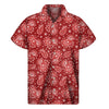 Radiant Red Hawaiian Paisley Print Men's Short Sleeve Shirt